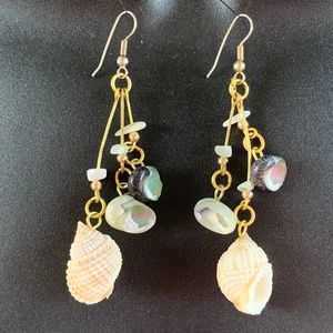 Adorable Sea Shell Dangle Earrings OOAK Artisan